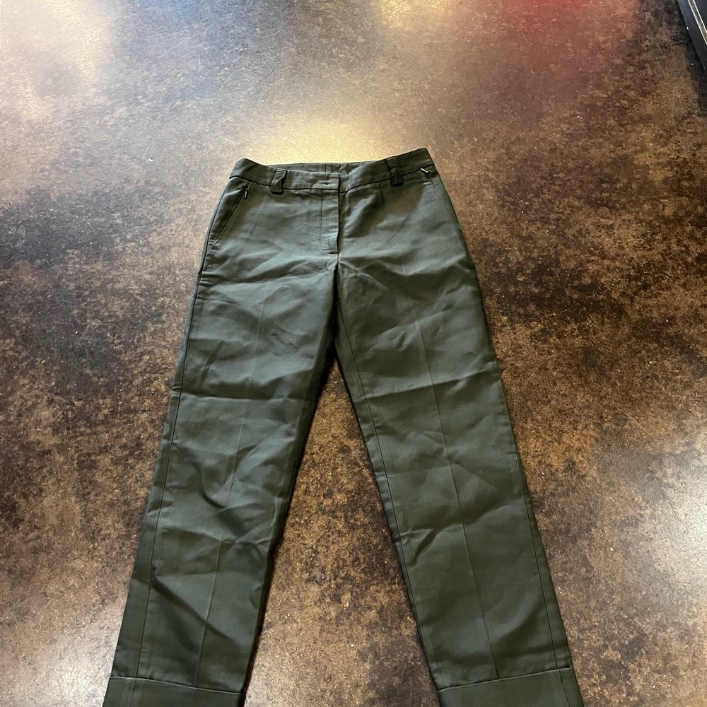 A K R I S  Olive cotton silk Cropped Pants XS